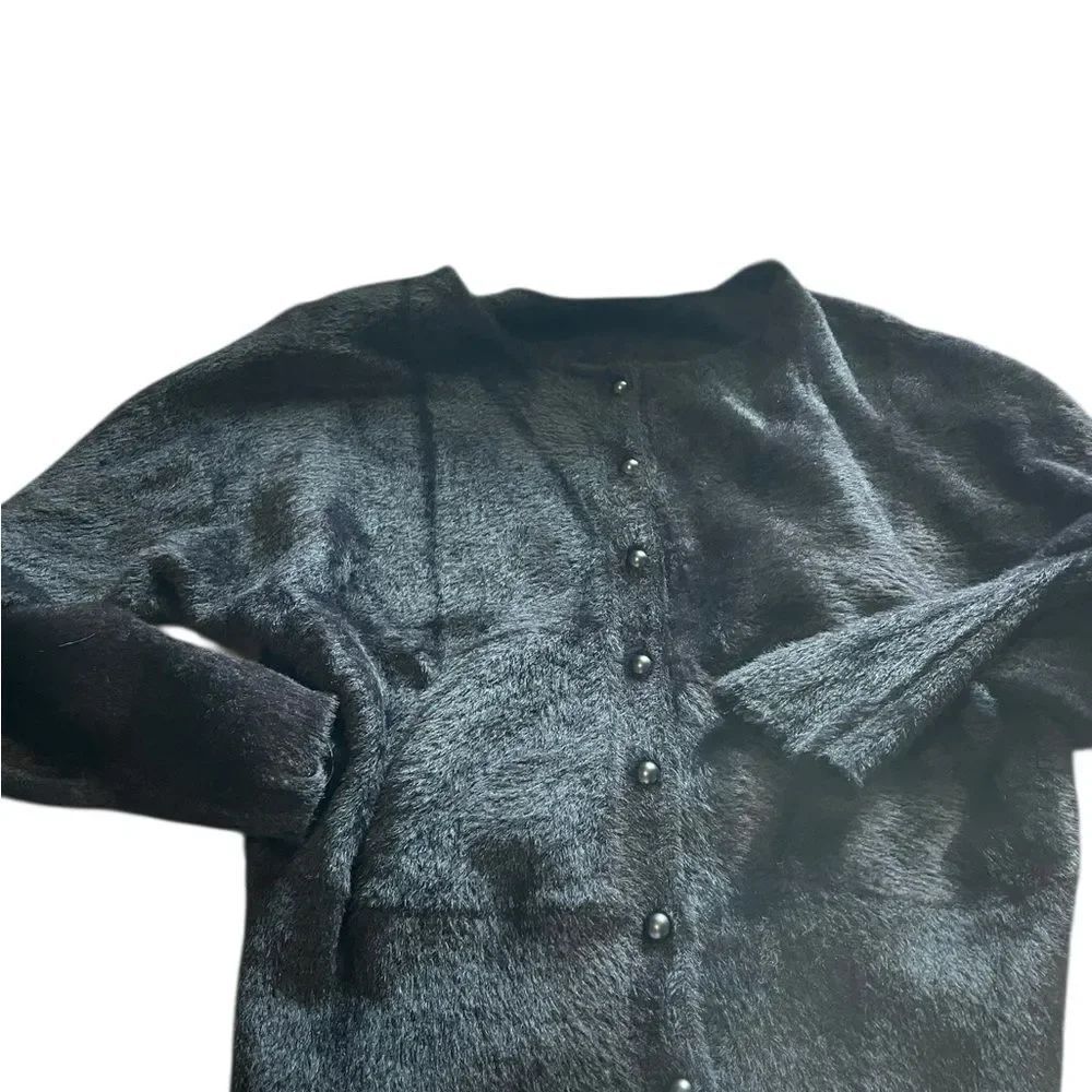 Gibson Latimer size XL  Black Faux Fur Button-Up Cardigan like new